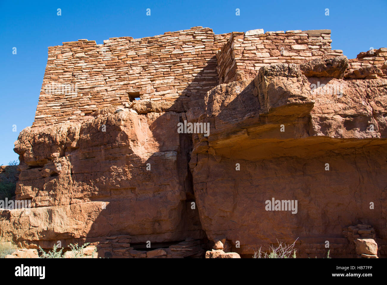 Lomaki Pueblo, abitata da circa 1.100 Annuncio a 1.250 AD, Wupatki National Monument, Arizona, Stati Uniti d'America Foto Stock