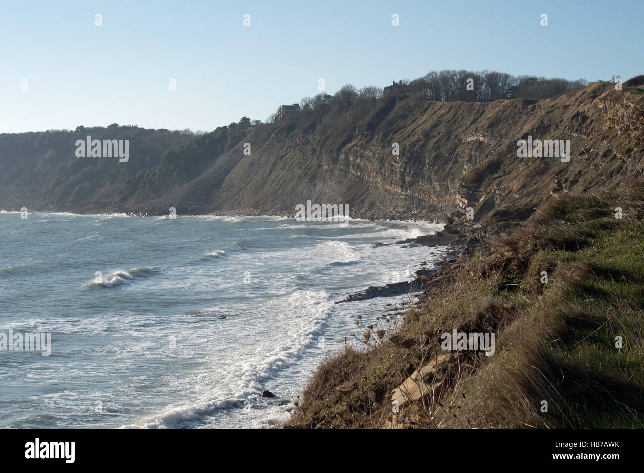 Scogliere Durlston, visto da: Peveril pinta, Swanage, Dorset, Regno Unito Foto Stock
