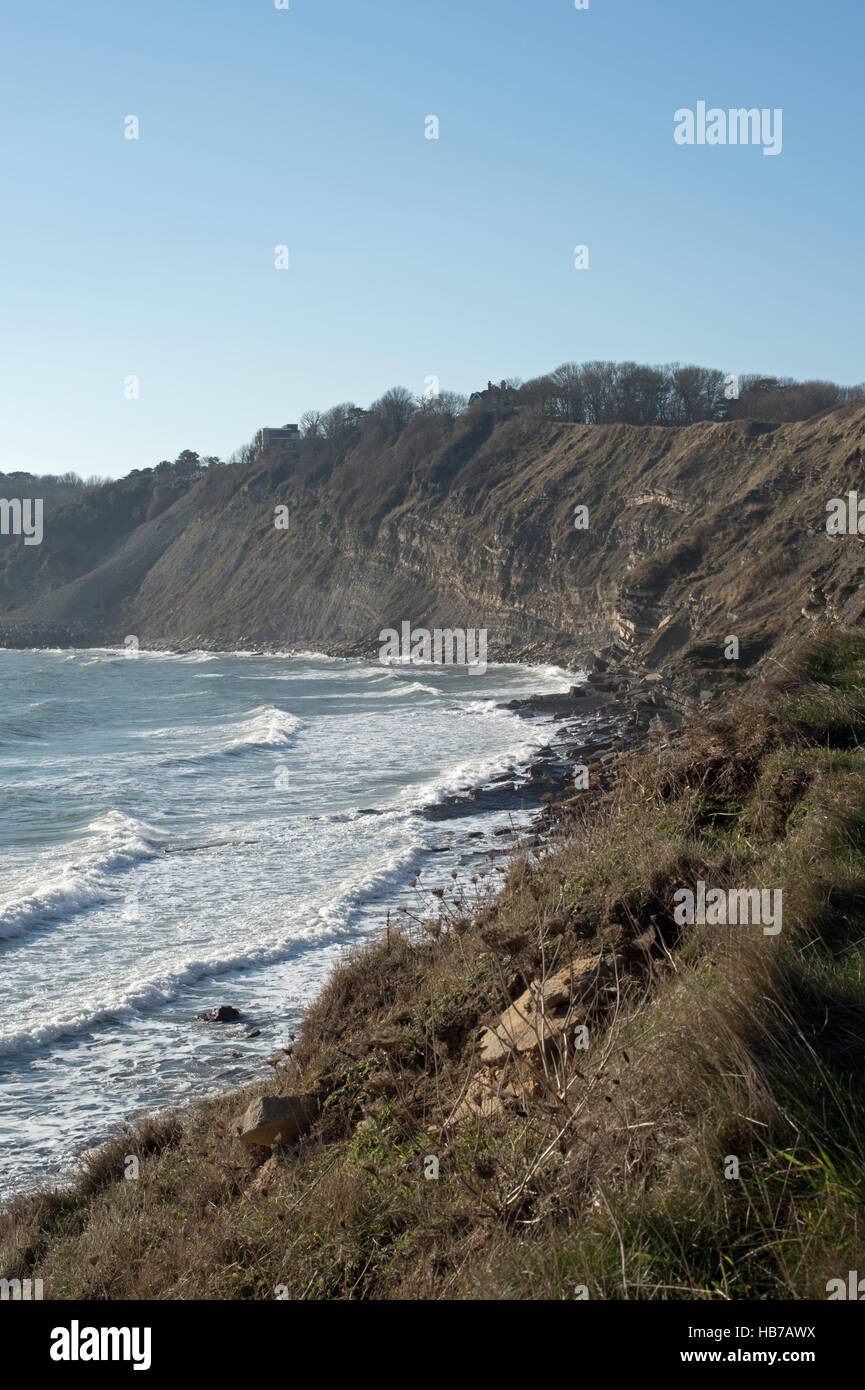 Scogliere Durlston, visto da: Peveril pinta, Swanage, Dorset, Regno Unito Foto Stock
