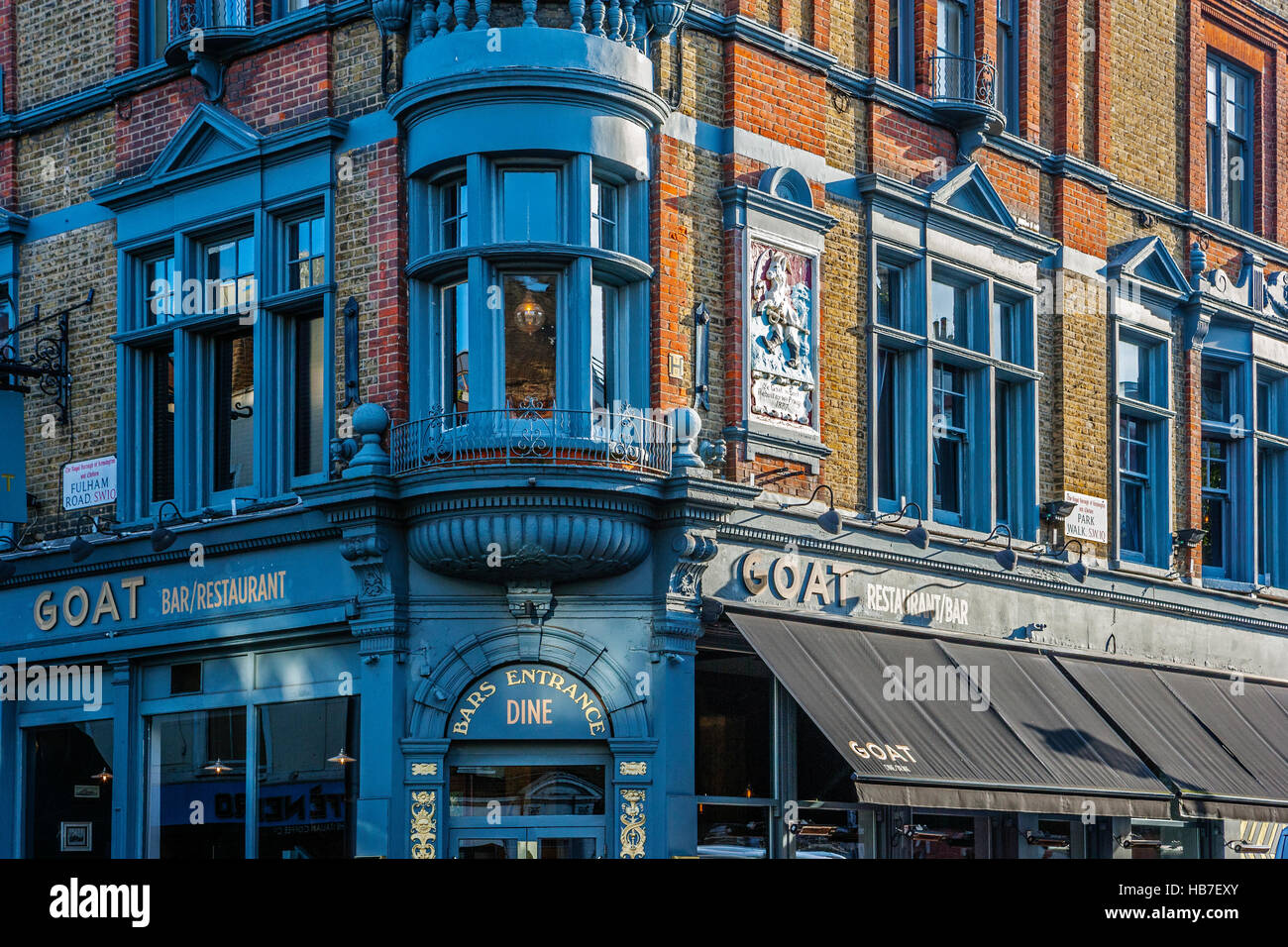 La Capra Bar e ristorante, ex capra in stivali Pub 1887, Fulham Road, Londra Foto Stock
