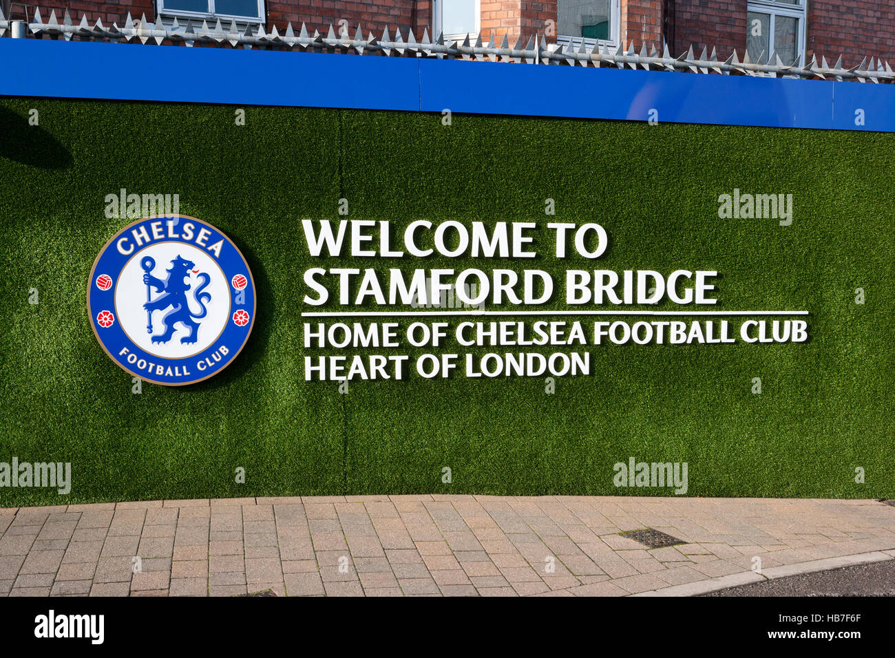 Club di Calcio di Chelsea Stamford Bridge segno di benvenuto Foto Stock