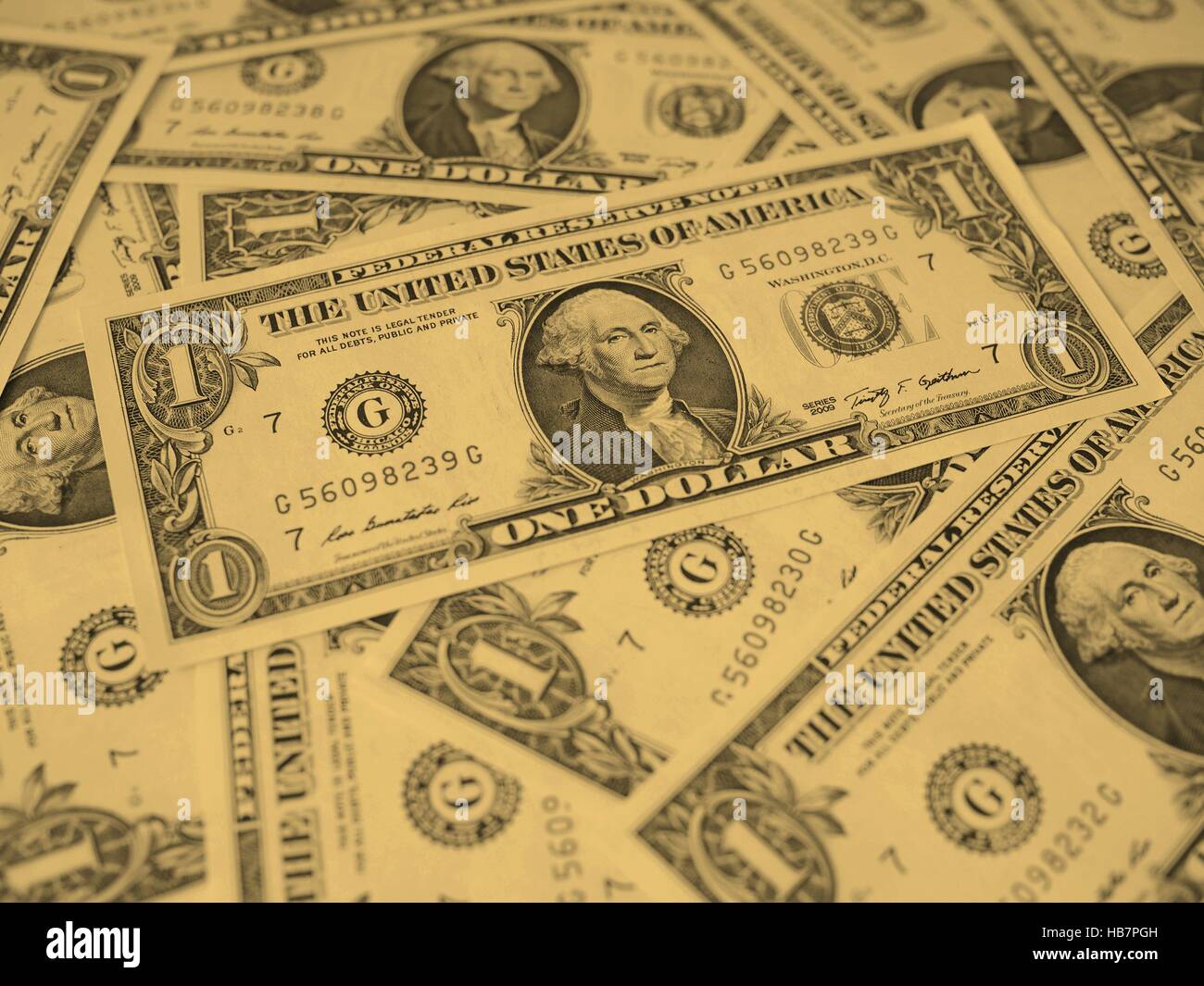 Dollar note 1 dollaro - vintage Foto Stock