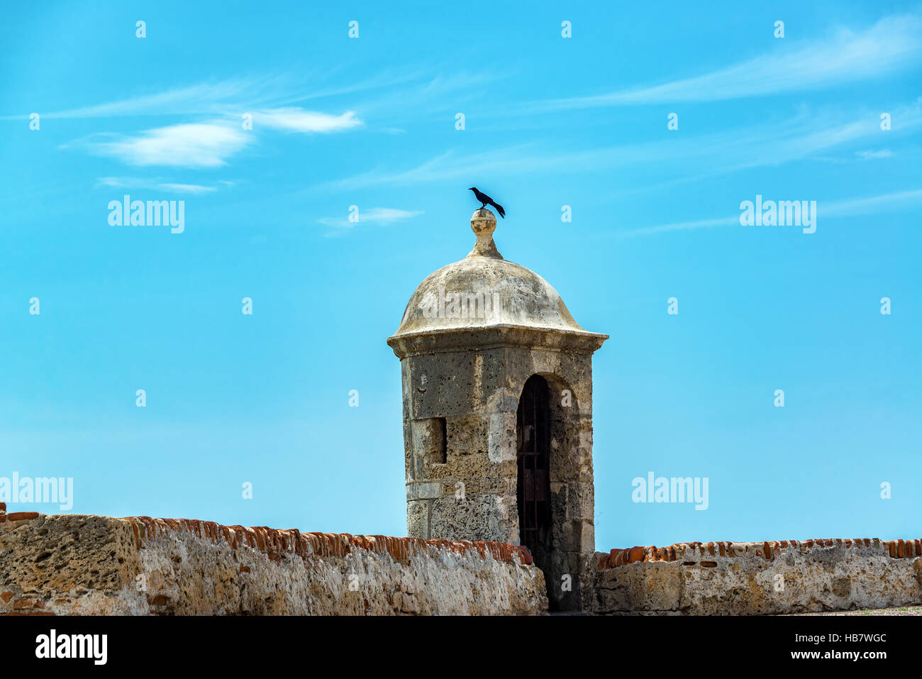 Storico muro difensivo di Cartagena, Colombia Foto Stock