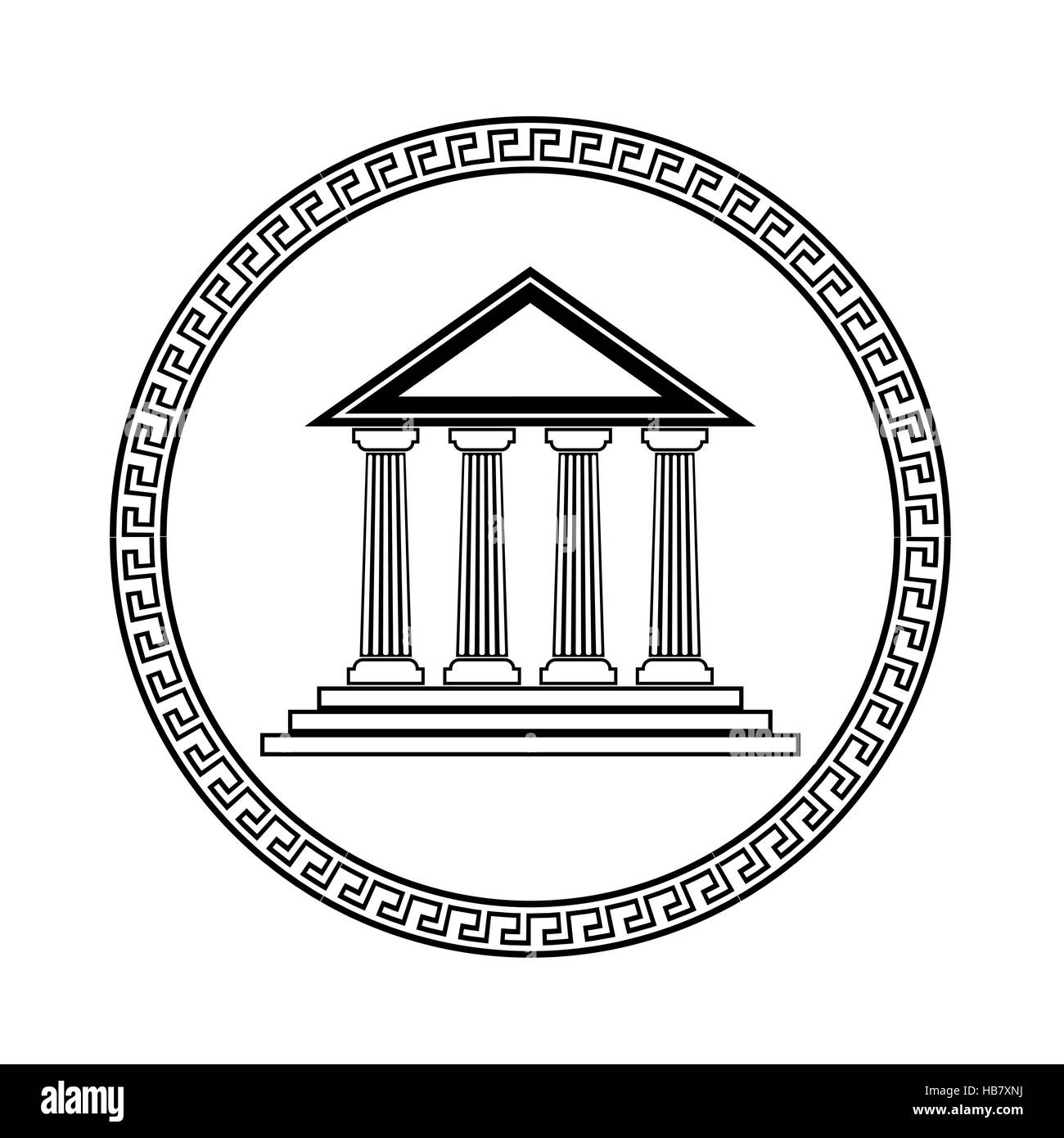 Greco silhouette nera tempio Foto Stock