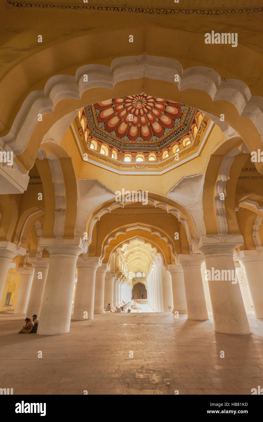 Thirumalai Nayakkar Mahal, Madurai, India. Interno. Foto Stock