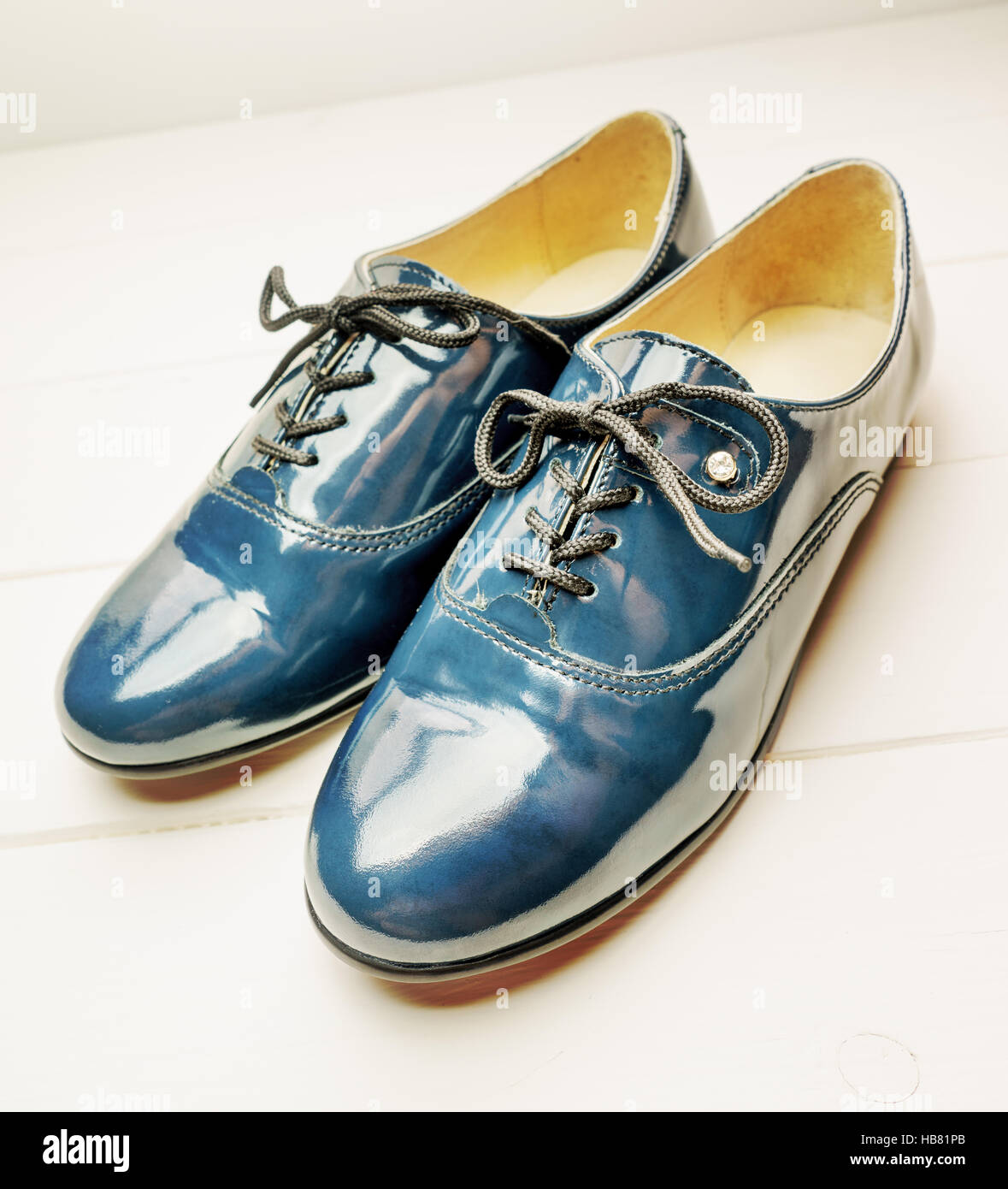 Brevetto scarpe in pelle Foto Stock