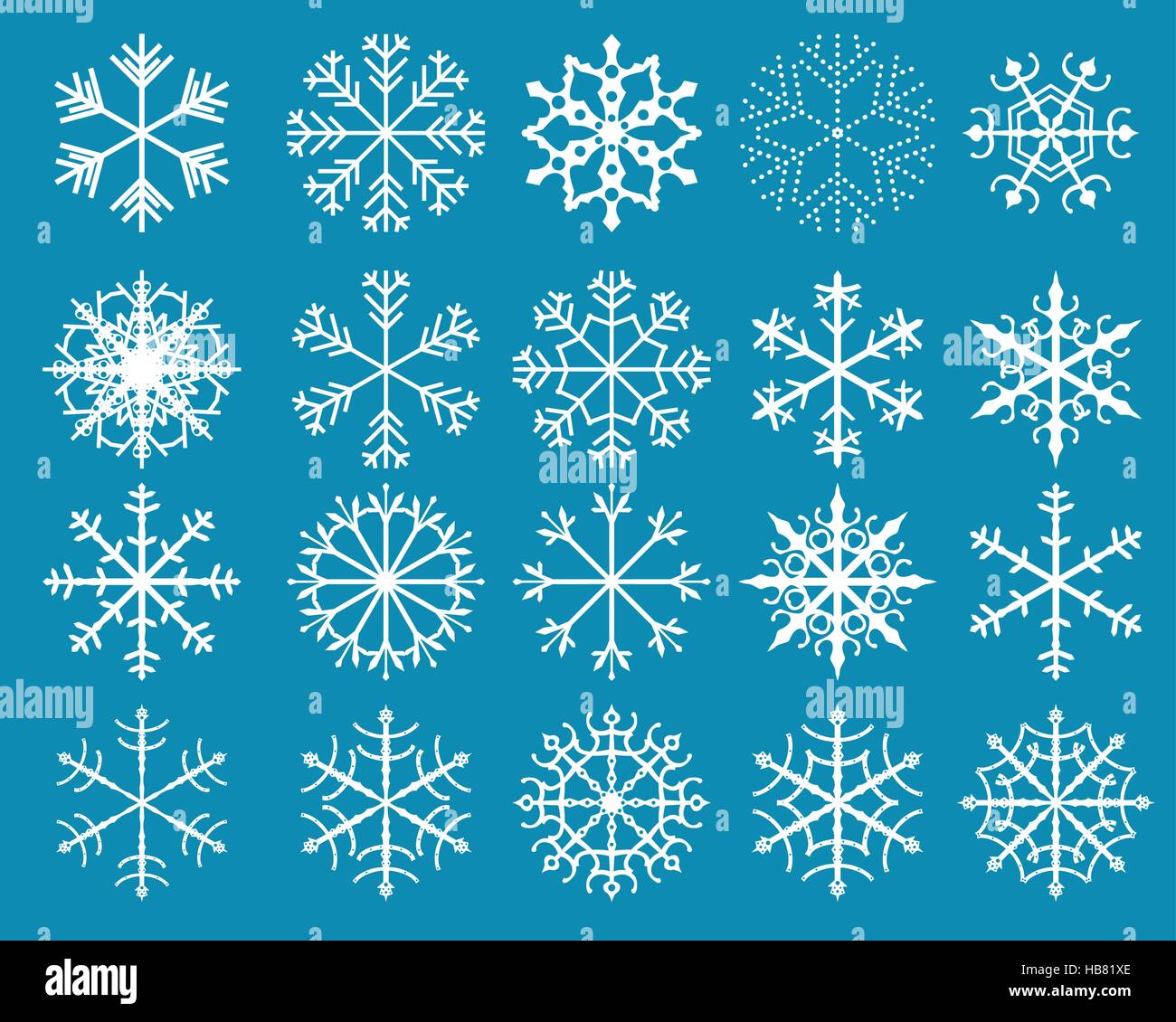 White stilizzati disegni di fiocco di neve Immagine e Vettoriale - Alamy