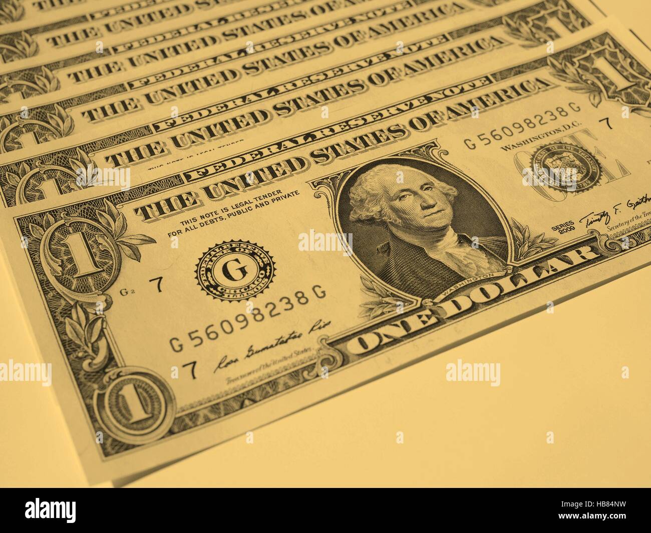 Dollar note 1 dollaro - vintage Foto Stock