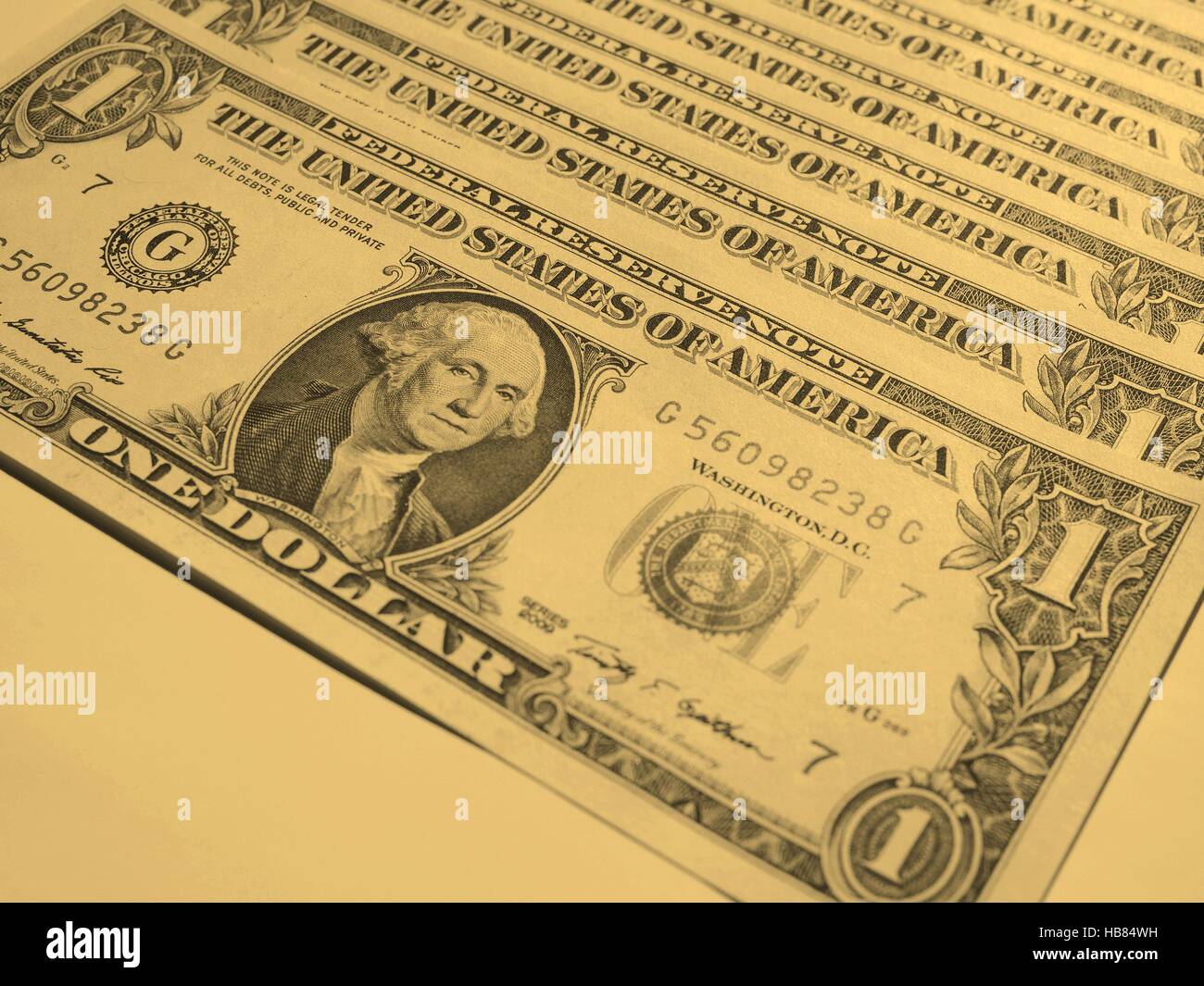 Dollar note 1 dollaro - vintage Foto Stock