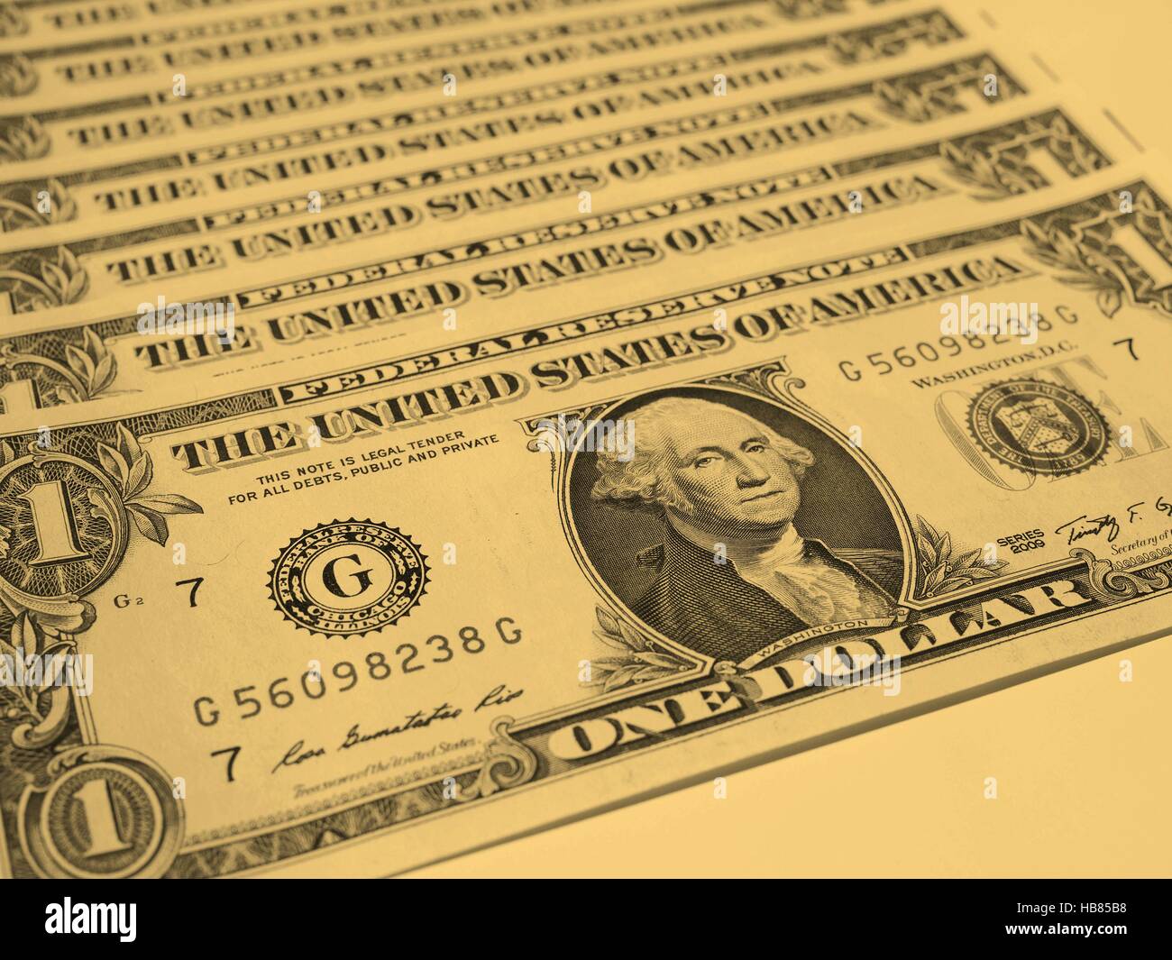 Dollar note 1 dollaro - vintage Foto Stock