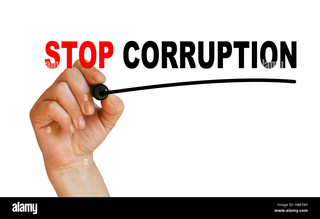 Fermare la corruzione Foto Stock