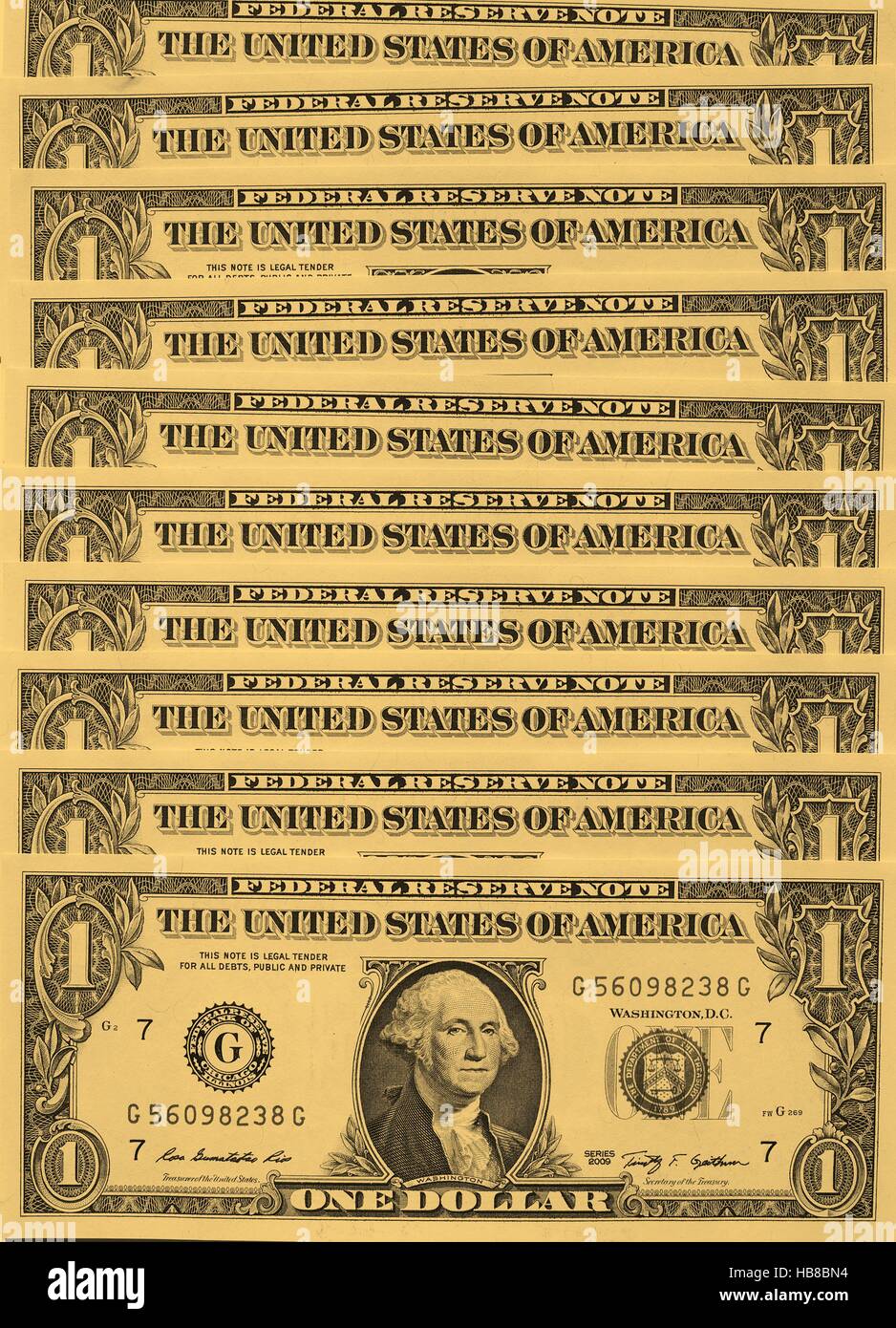 Dollar note 1 dollaro - vintage Foto Stock