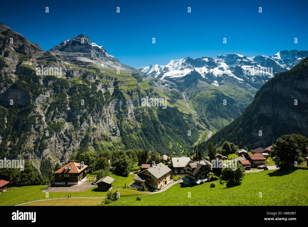 Gimmelwald, Lauterbrunnen, il Cantone di Berna Oberland Bernese, Svizzera Foto Stock