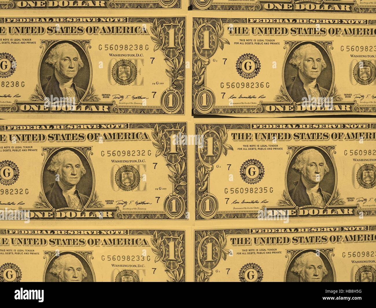 Dollar note 1 dollaro - vintage Foto Stock