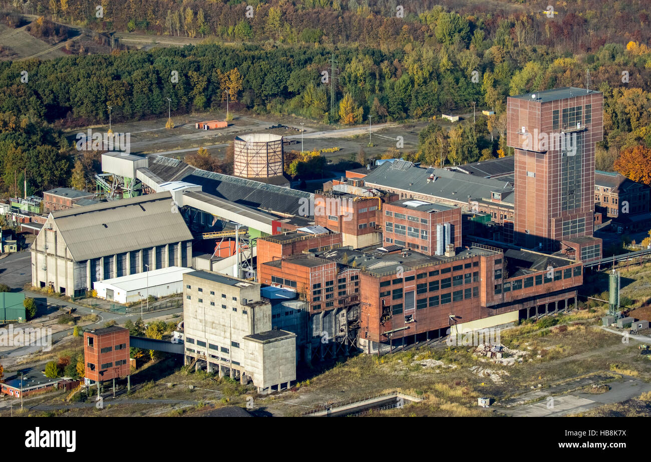 Vista aerea, ex miniera Henry Robert, Ost colliery, il mio tower, la sala macchine, Hamm, Ruhr, Renania settentrionale-Vestfalia, Germania DE Foto Stock