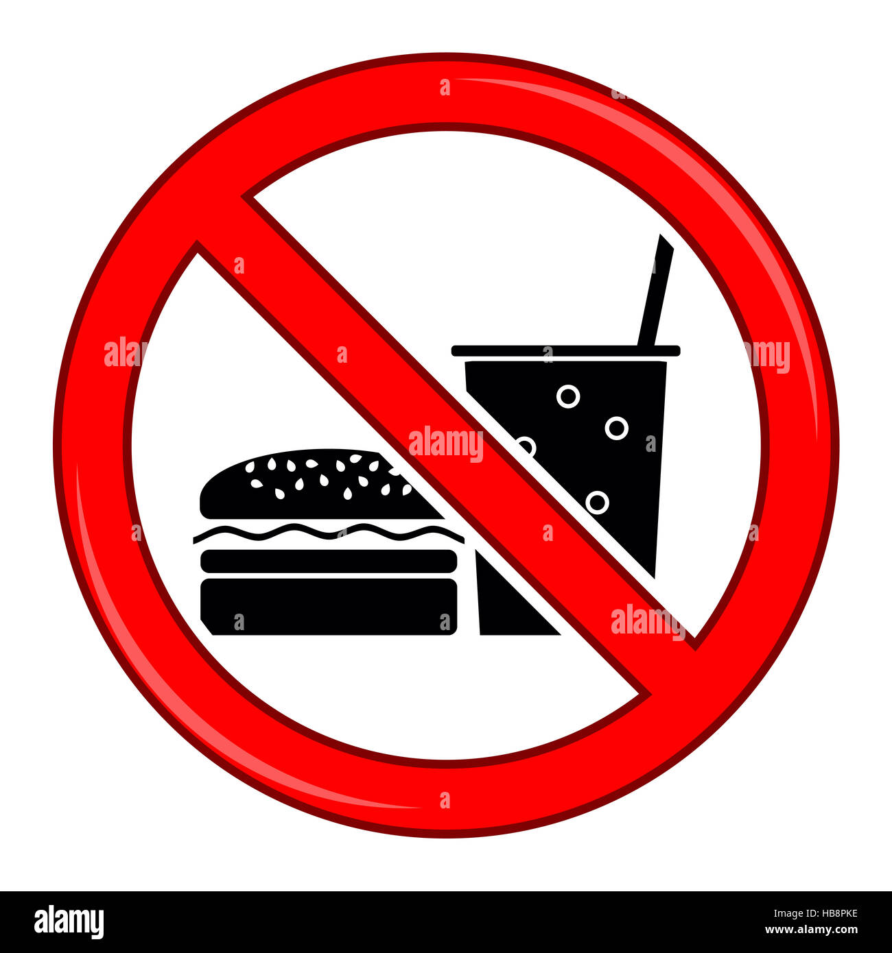 Il cibo non ammessi simbolo. Segnale di divieto Foto Stock