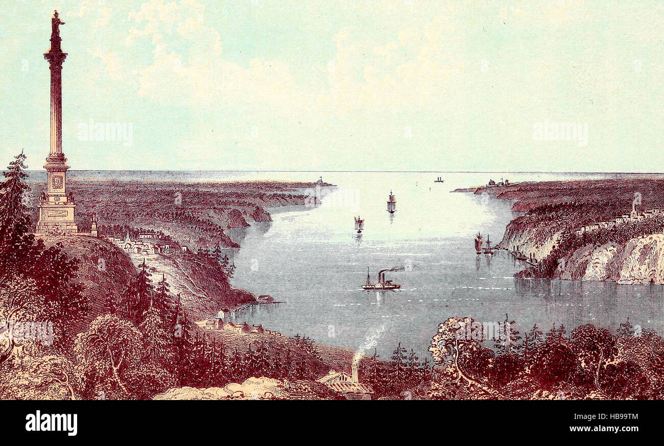 Fiume Niagara guardando verso il Lago Ontario, nel 1860 circa Foto Stock