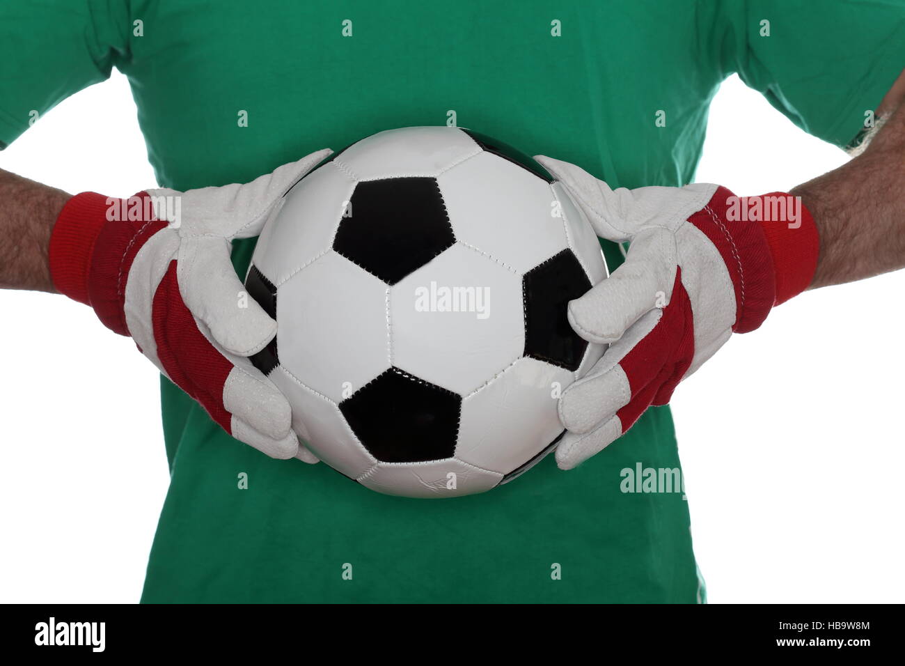 Portiere di calcio con sfera Foto Stock
