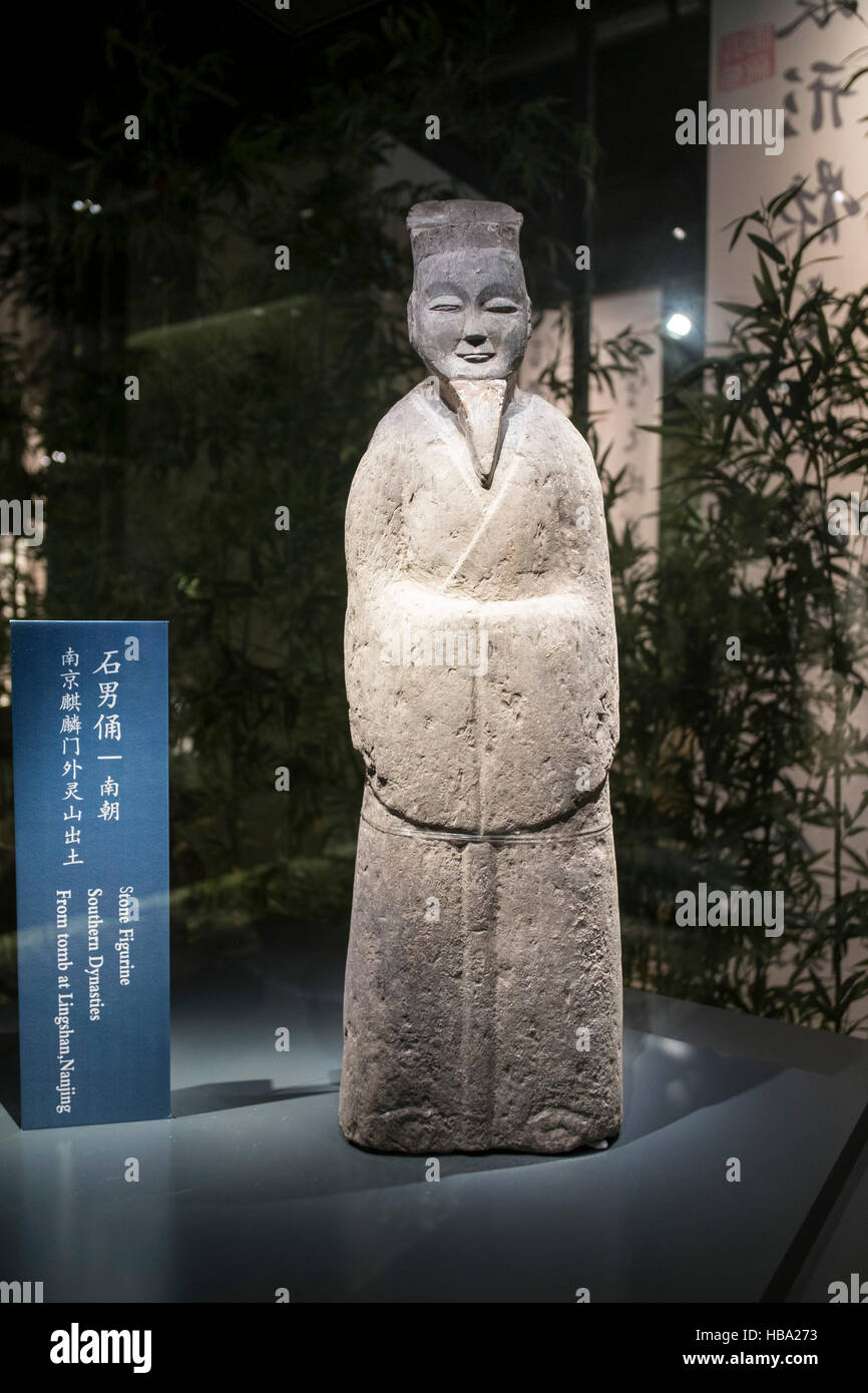 Statuetta di pietra,dinastie meridionale,museo di nanjing Jiangsu in Cina Foto Stock
