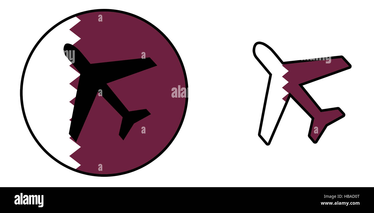Bandiera della nazione - Aereo isolato su bianco - Qatar Foto Stock