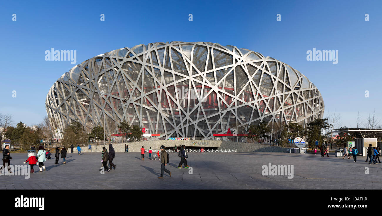 Chinese National Stadium (Bird Nest) al giorno Foto Stock
