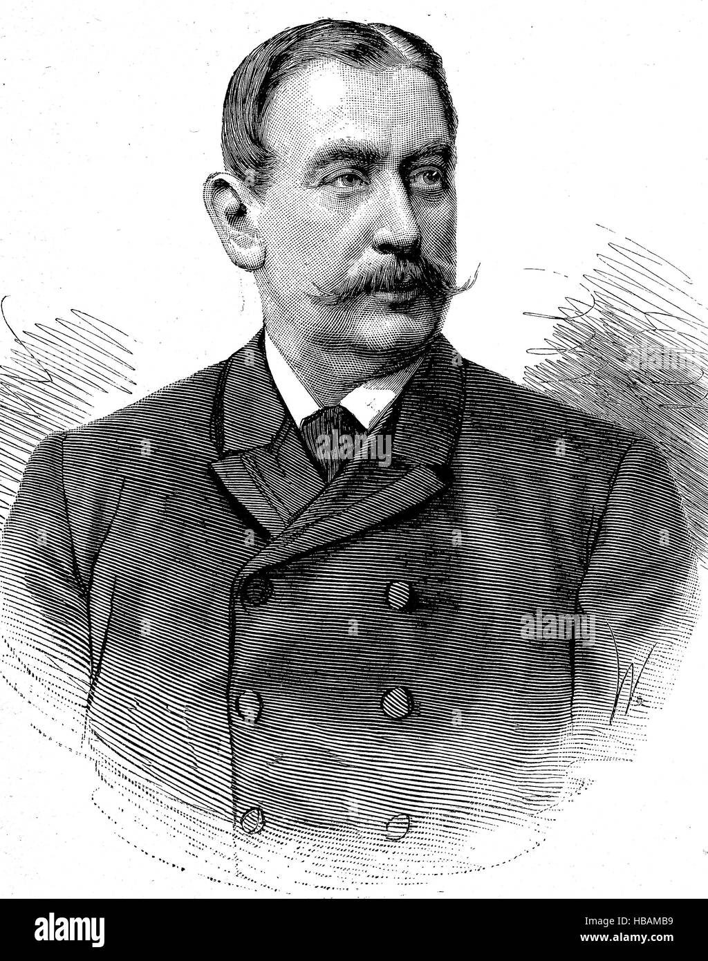 Adolf Freiherr Marschall von Bieberstein, 12 ottobre 1842 a Karlsruhe - 24 settembre 1912 a Badenweiler, è stato un uomo politico tedesco e del Segretario di Stato del Ministero degli Esteri dell'impero tedesco, hictorical illustrazione dal 1880 Foto Stock