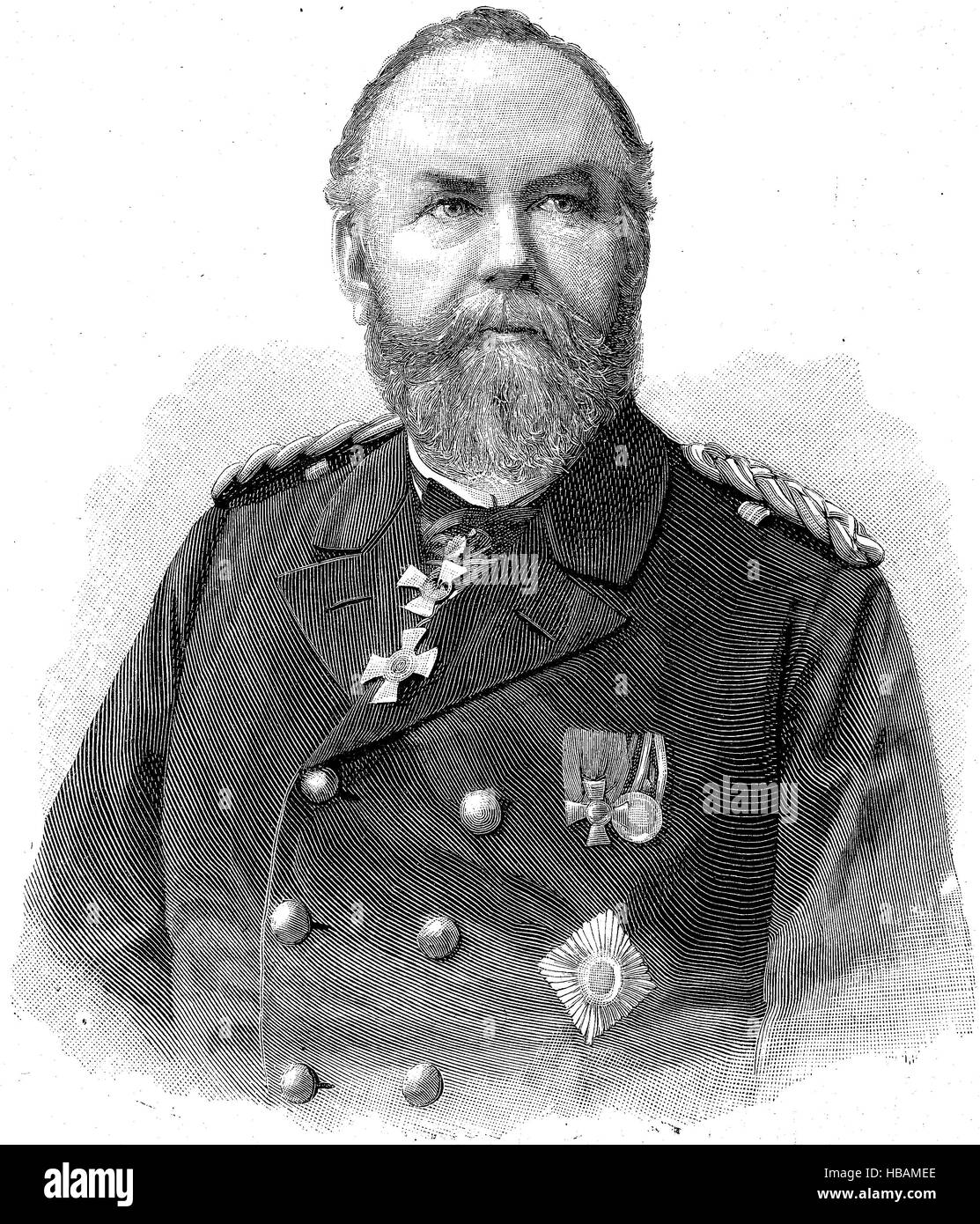Vice Ammiraglio von der Goltz, Ammiraglio della Marina Tedesca, hictorical illustrazione dal 1880 Foto Stock
