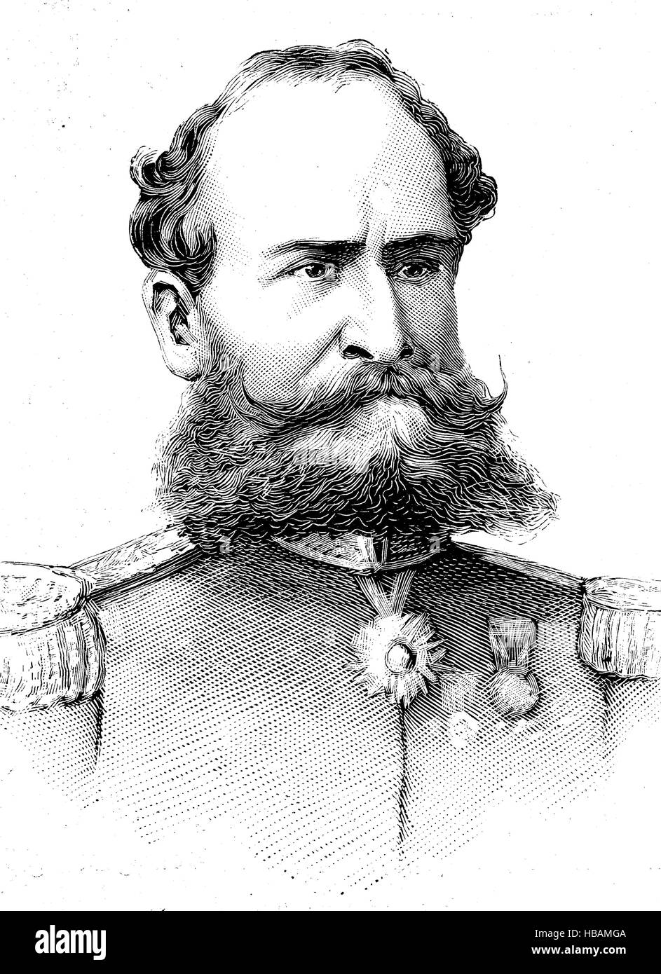 Manuel Deodoro da Fonseca, 1827 - 23 agosto 1892, è stato un uomo politico brasiliano e ufficiale militare che ha servito come il primo presidente del Brasile, hictorical illustrazione dal 1880 Foto Stock