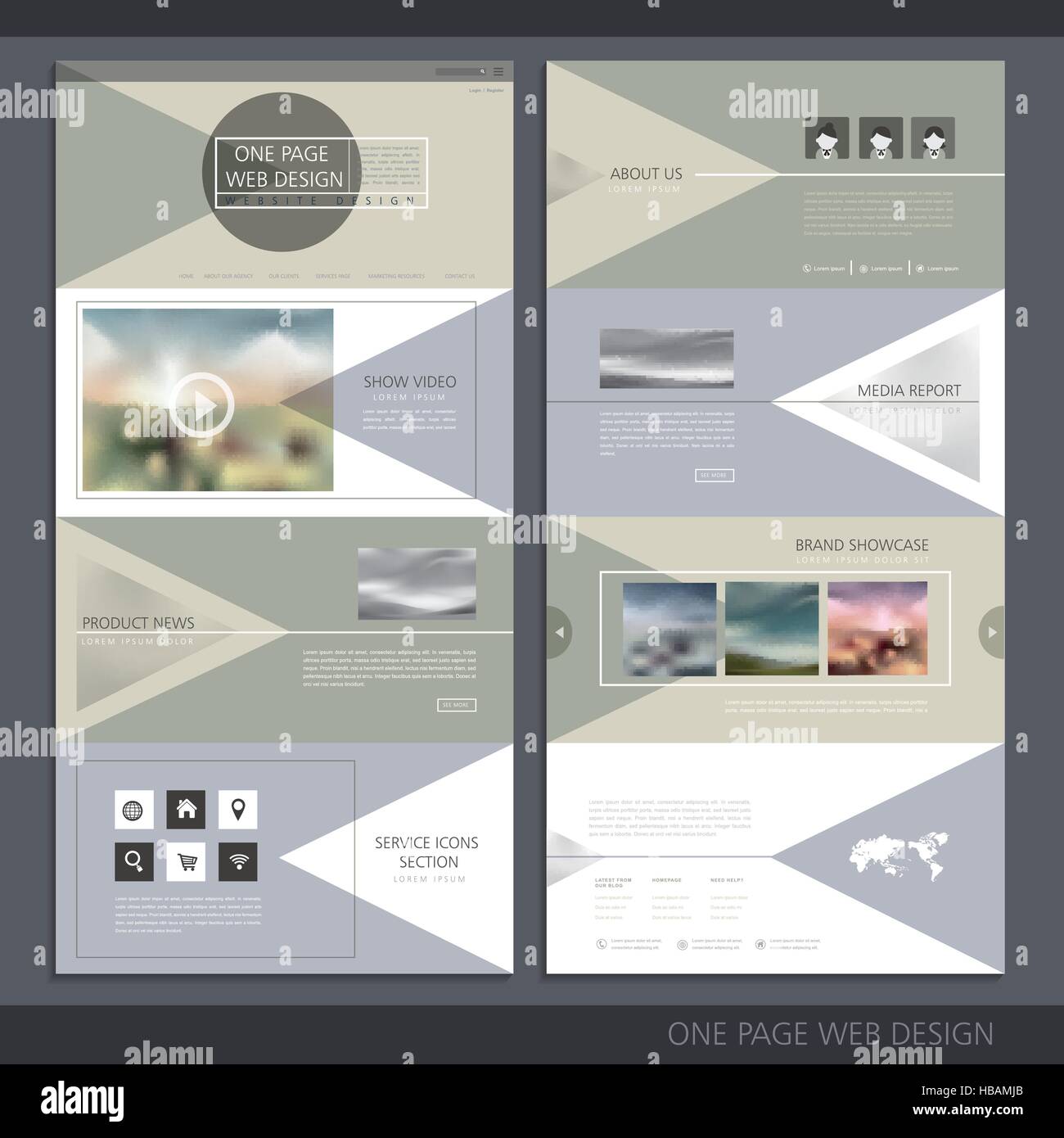 Una pagina web template design con sfondo sfocato Illustrazione Vettoriale