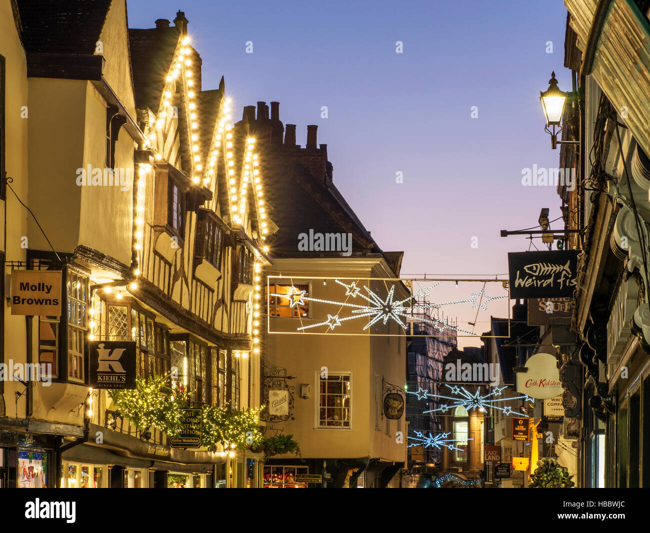 Stonegate a Natale York Yorkshire Inghilterra Foto Stock