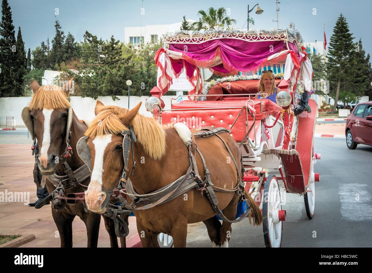 Hackney cab, vacanze Tunisia Foto Stock