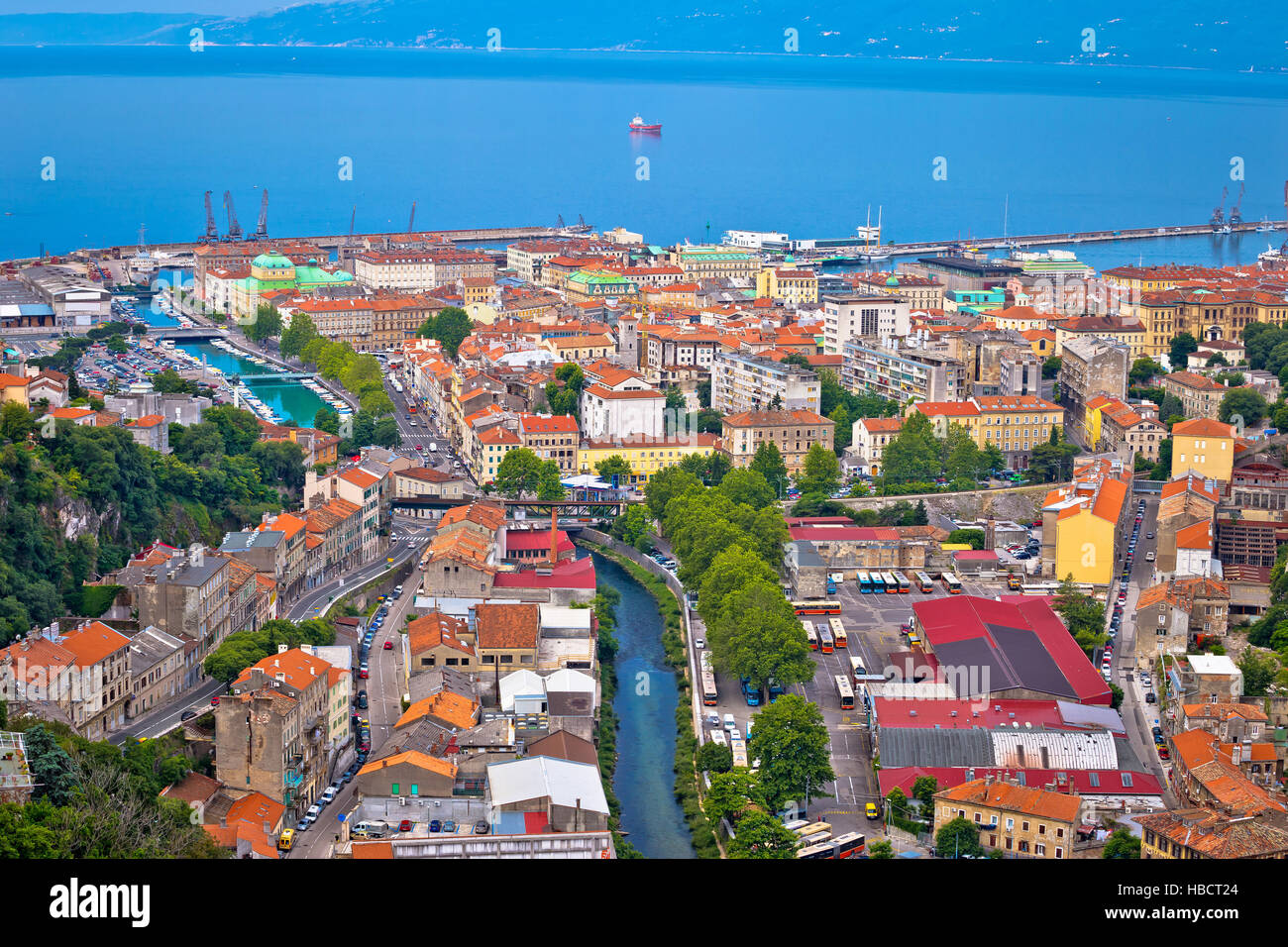 Città di Rijeka vista aerea Foto Stock