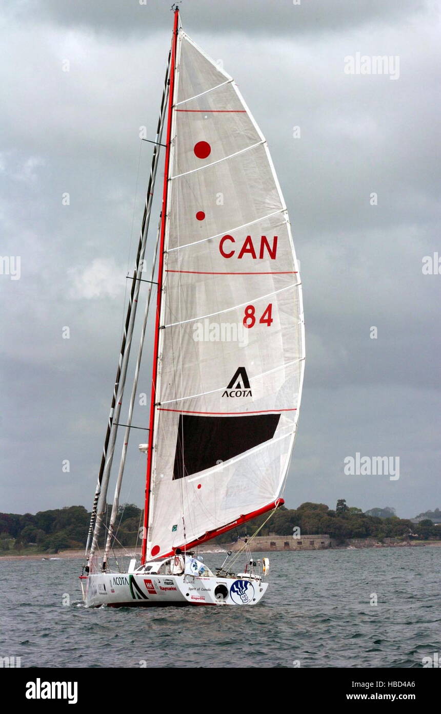 AJAXNETPHOTO. 29 maggio, 2005. PLYMOUTH in Inghilterra. - Mulino di FARADAY OSTAR 2005 GARA - Hannah bianco (GB) NELLO SPIRITO DEL CANADA PHOTO:TONY CARNEY/Acme/AJAX REF: OSTAR08 Foto Stock