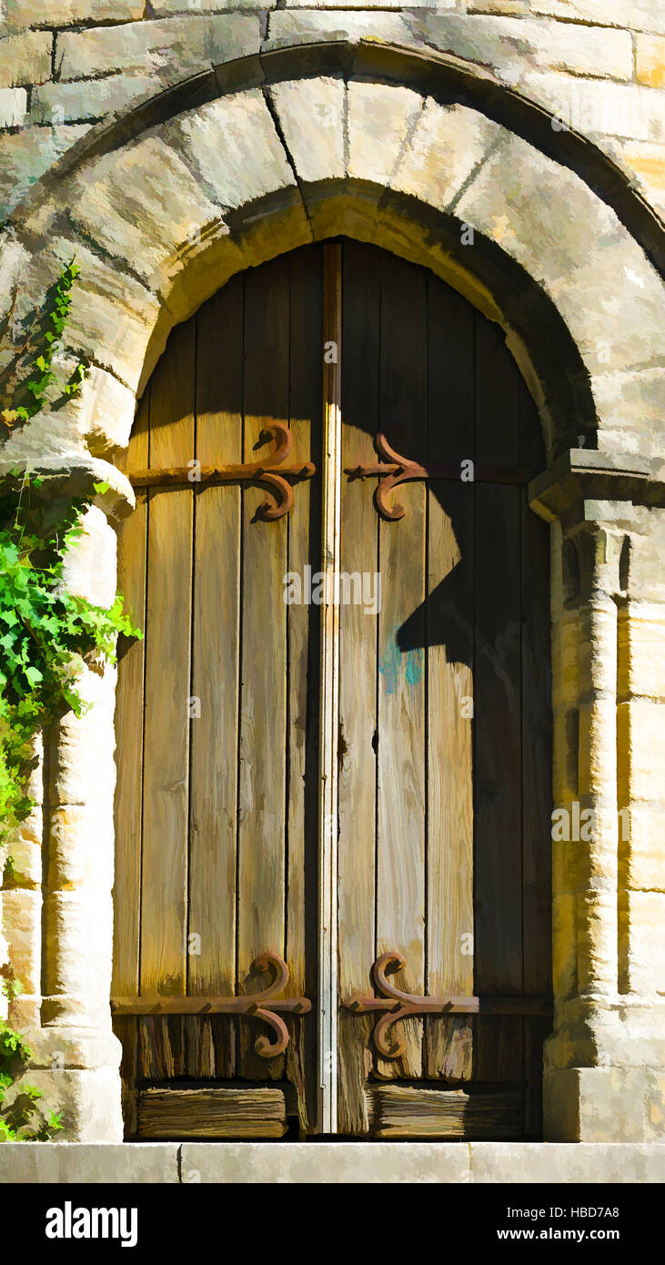 Porta in legno Foto Stock