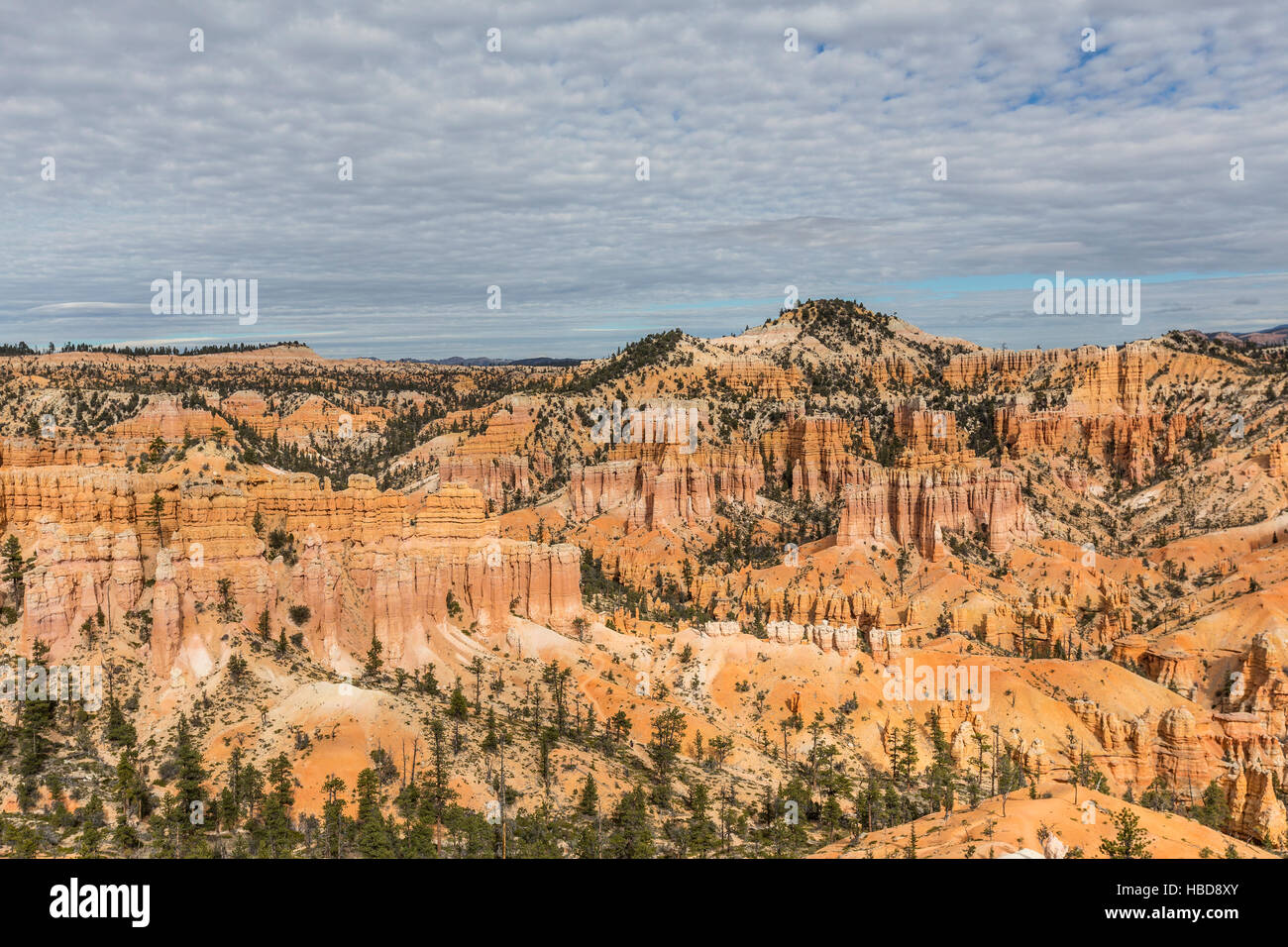 Parco Nazionale di Bryce Canyon vista panoramica con le nuvole nel sud dello Utah. Foto Stock