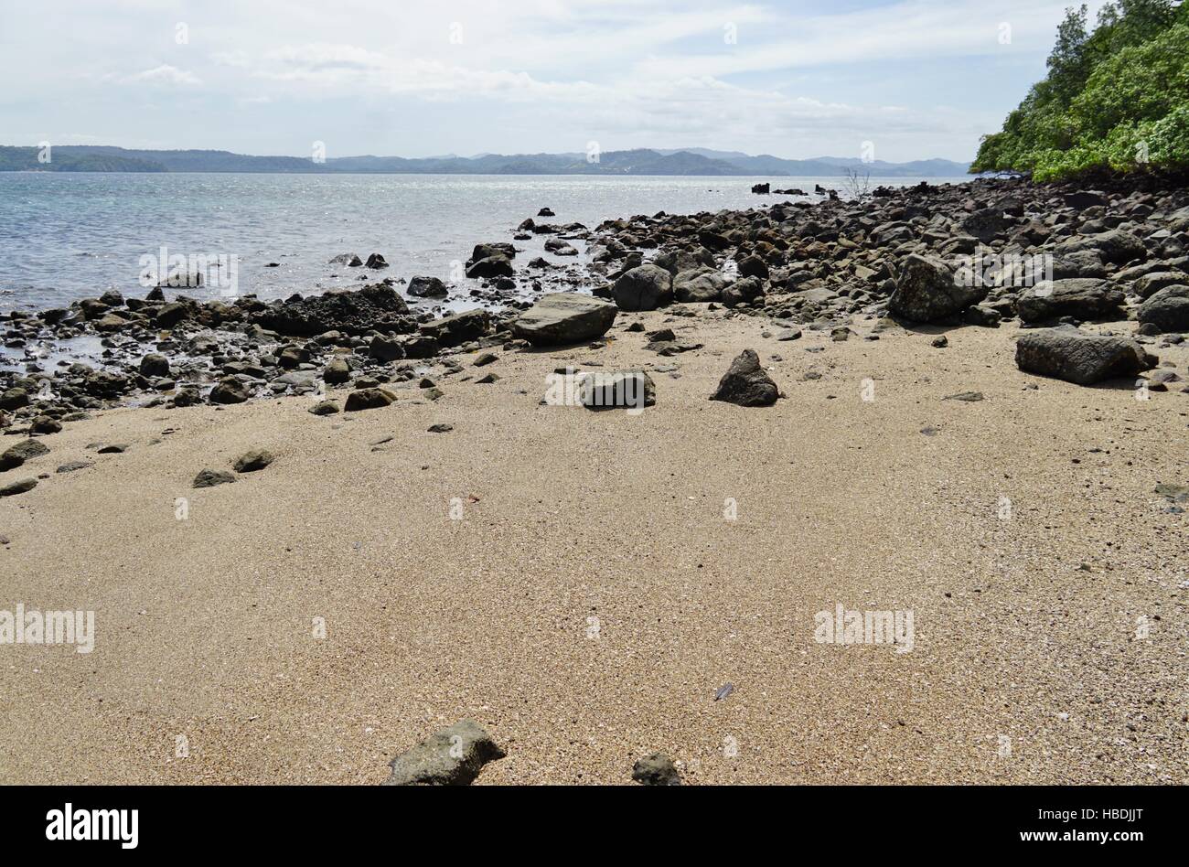 Il vulcanico Playa Obscuro Sombrero Beach in Penisola Papagayo in Guanacaste in Costa Rica Foto Stock