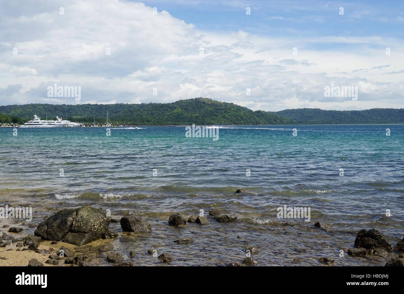 Il vulcanico Playa Obscuro Sombrero Beach in Penisola Papagayo in Guanacaste in Costa Rica Foto Stock