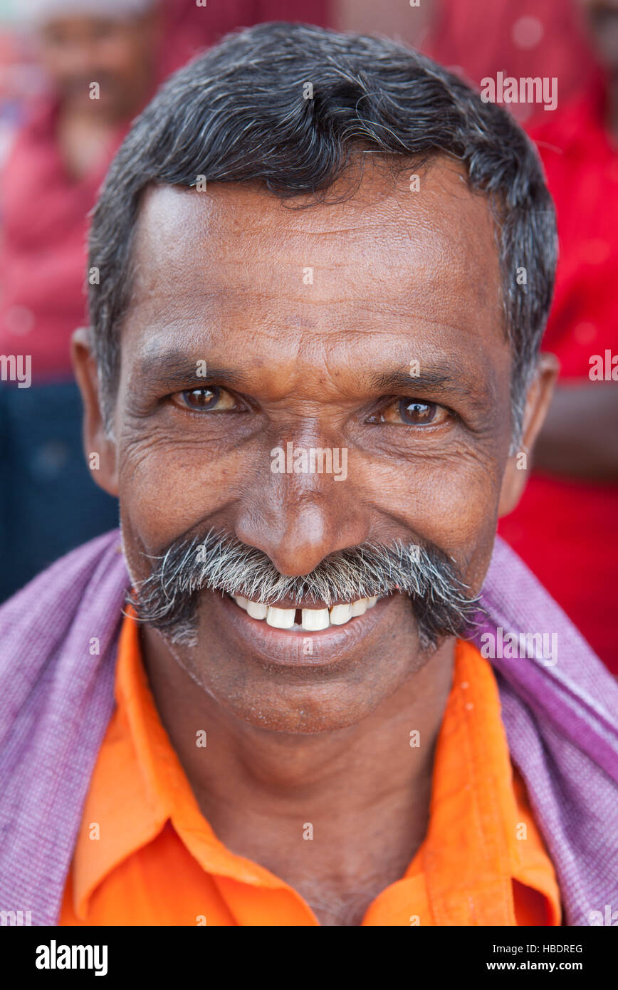 Ritratto di un uomo in Alappuzha (Alleppey), Kerala, India, Foto Stock