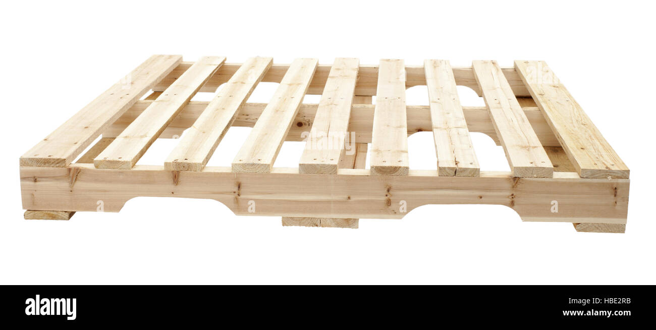 Nuove piattaforme in legno sul bianco Foto Stock