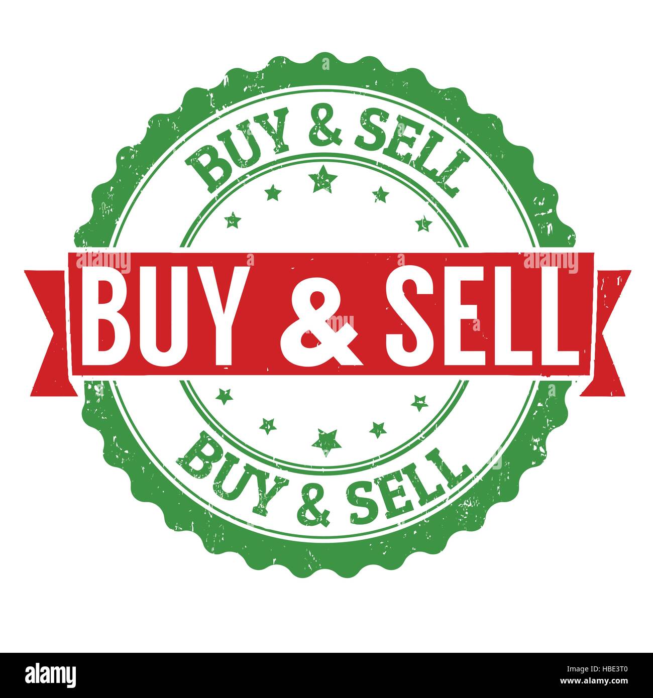 Comprare e vendere grunge timbro di gomma su sfondo bianco, illustrazione vettoriale Illustrazione Vettoriale