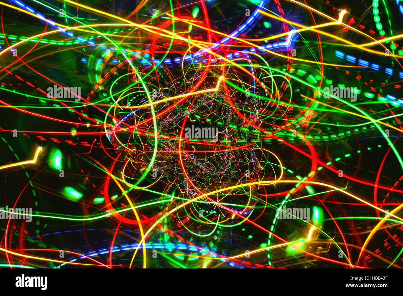 Motion neon luci incandescenti le linee Foto Stock