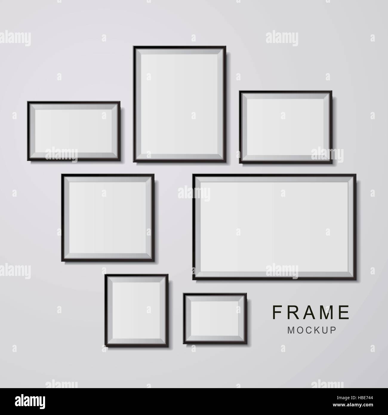 Photo Frame mockup impostare isolati su sfondo bianco Illustrazione Vettoriale