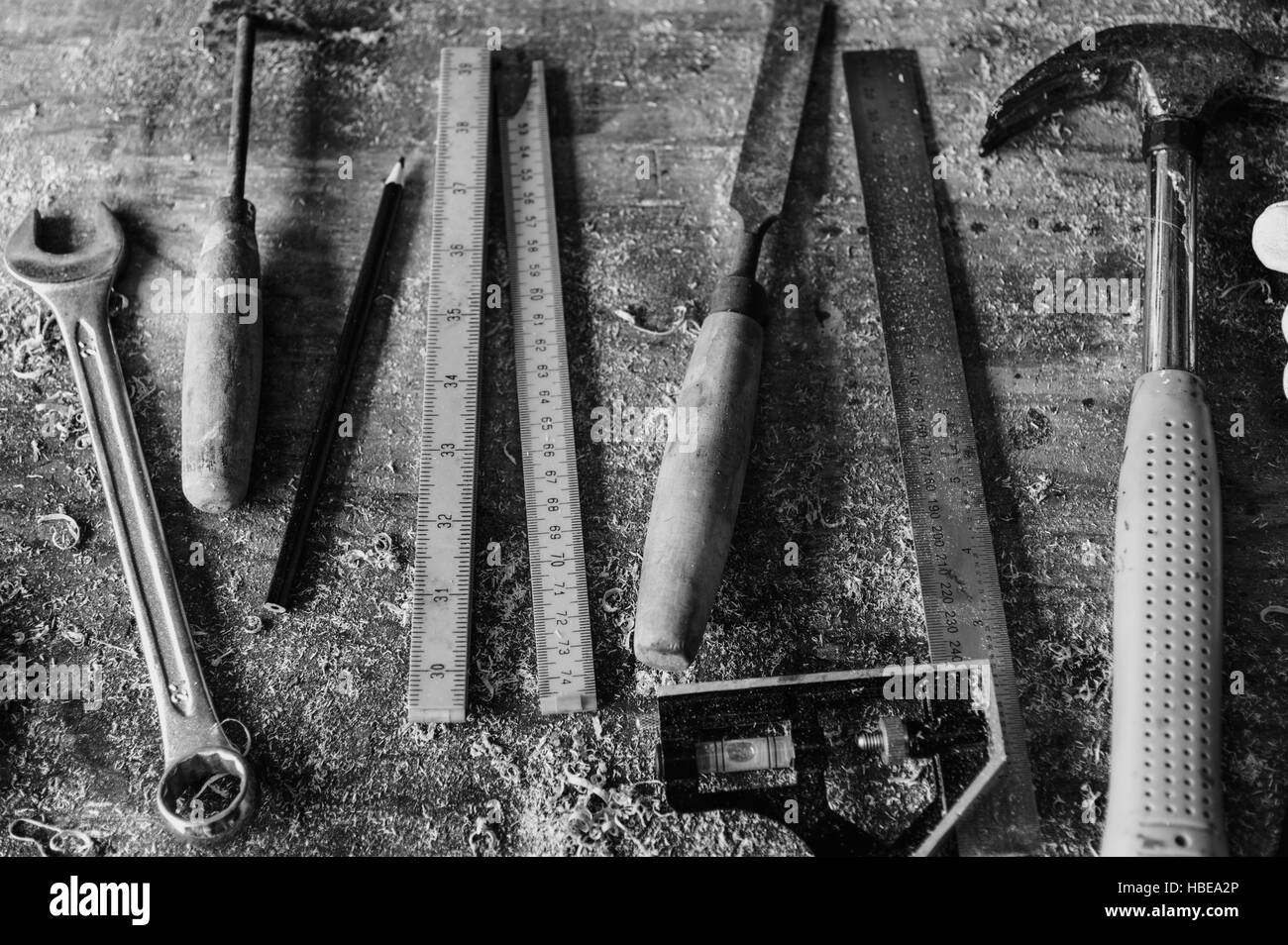 Carpenter artigiani Legname Legname Concetto di falegnameria Foto Stock