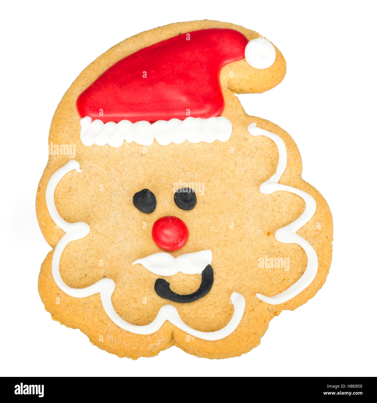 Gingerbread Babbo Natale tagliati o isolata contro uno sfondo bianco. Foto Stock