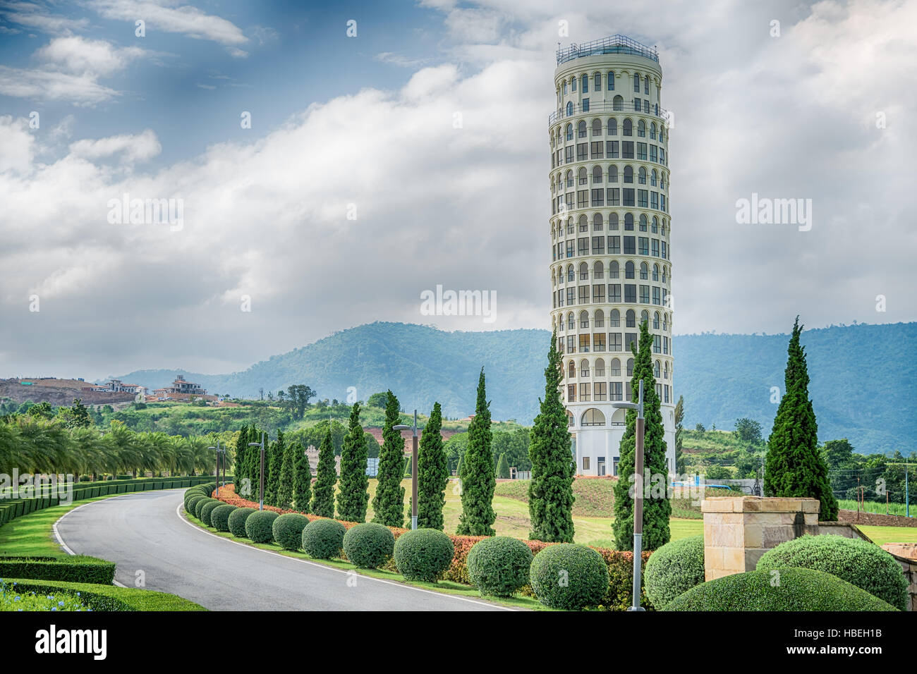 HDR,la Torre Pendente di Pisa , la Torre di Pisa ,Thailandia. Foto Stock