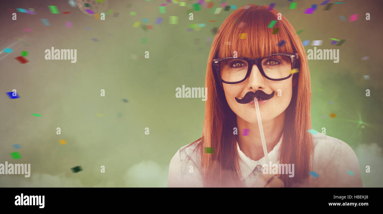 Immagine composita del ritratto di una donna tanga con un baffi Foto Stock