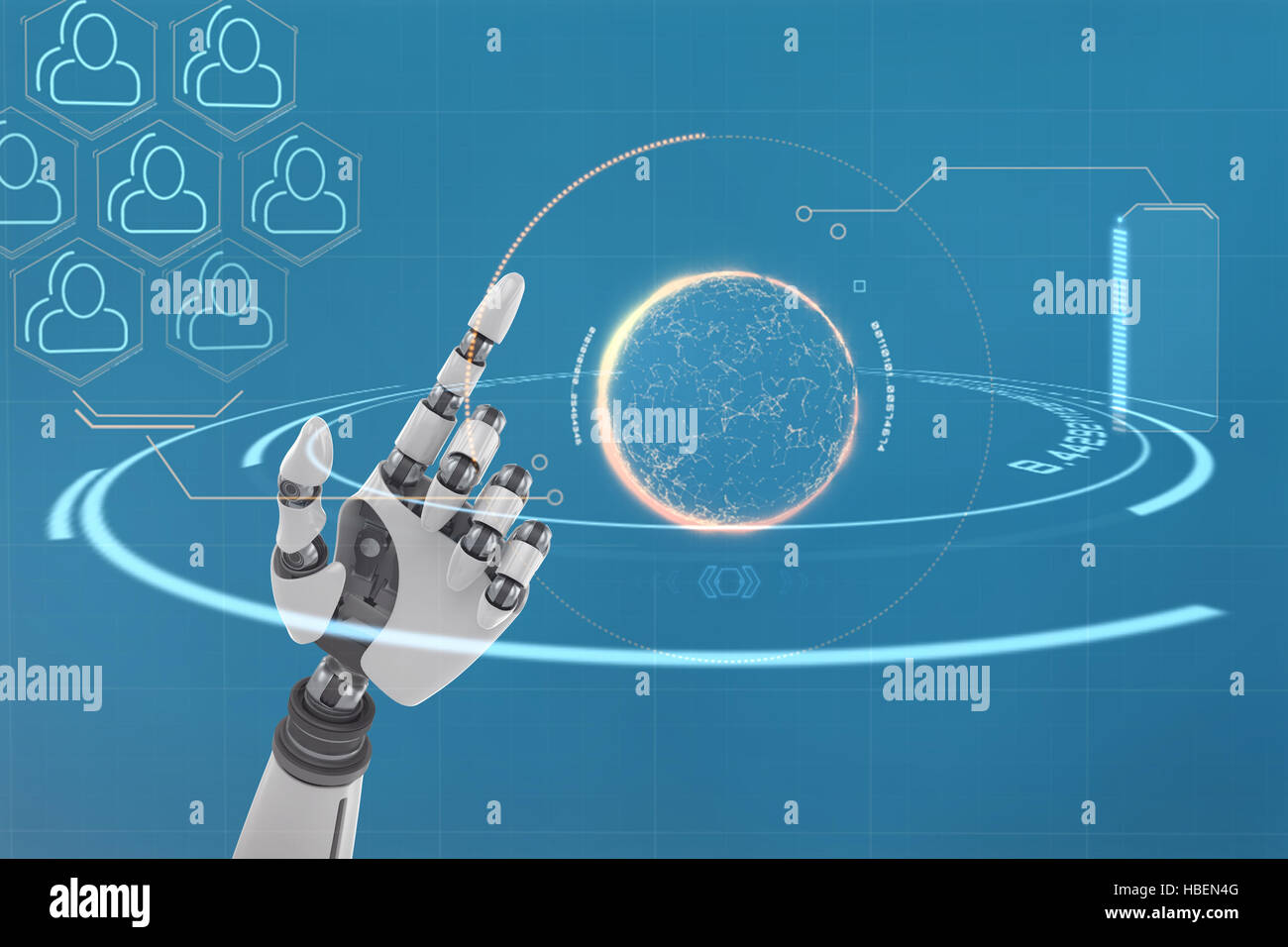 Immagine composita di close up di lucido mano robotica Foto Stock