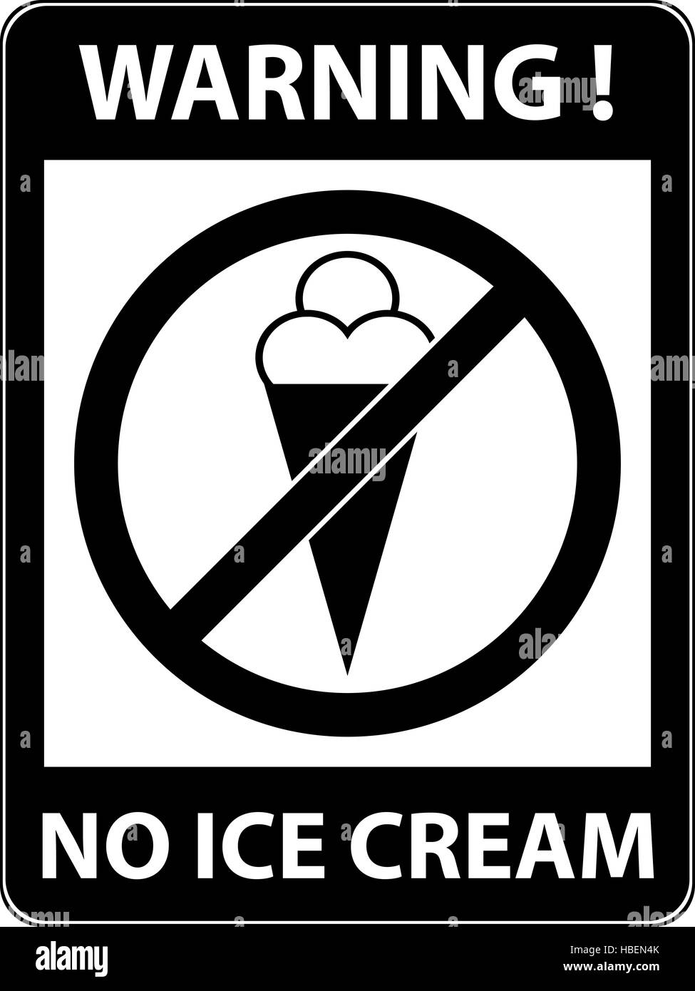 Nessun gelato, cibo, Vietato mangiare il simbolo. Foto Stock