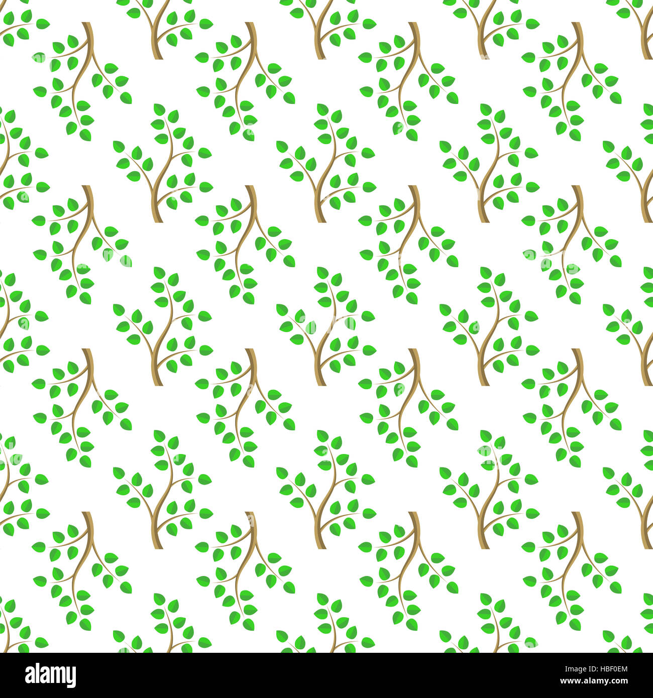 Cartoon Verde foglie di albero sfondo senza giunture Foto Stock