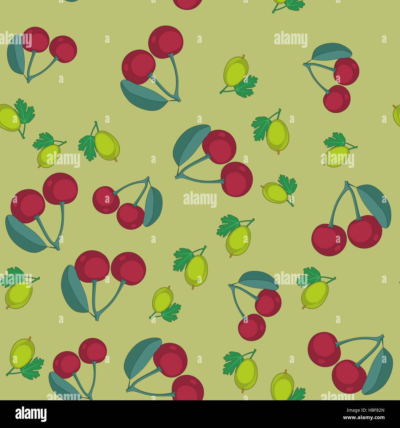 Ribes e ciliegia cartoon texture seamless 649 Foto Stock